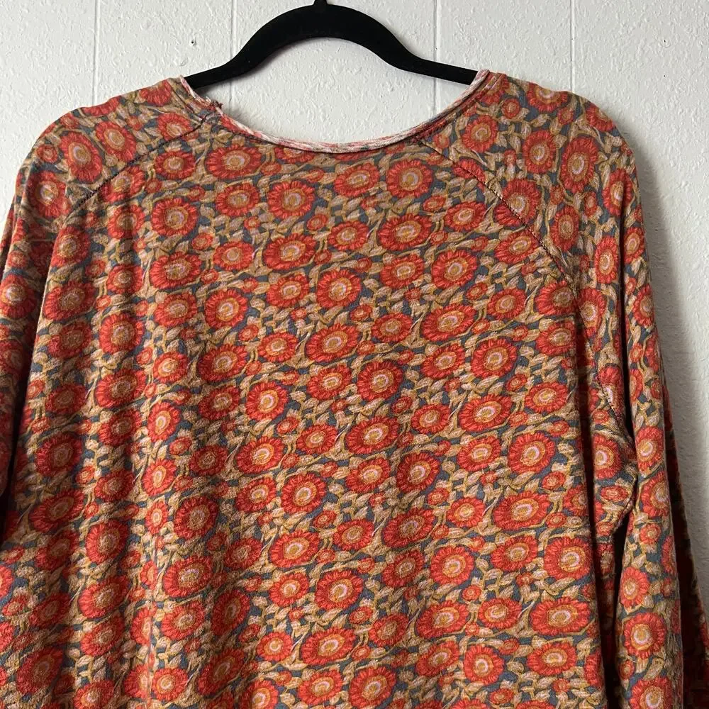 Natural Life Floral Top Womens XL Cropped Boxy Relaxed 100% Cotton Boho Slouchy - Picture 7 of 10
